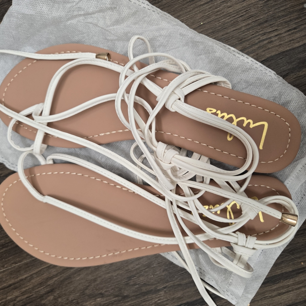 Lulu's Cream Strappy Sandals